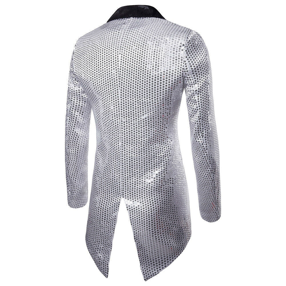 Sequin Men's Blazer Tail Casual Slim Fit