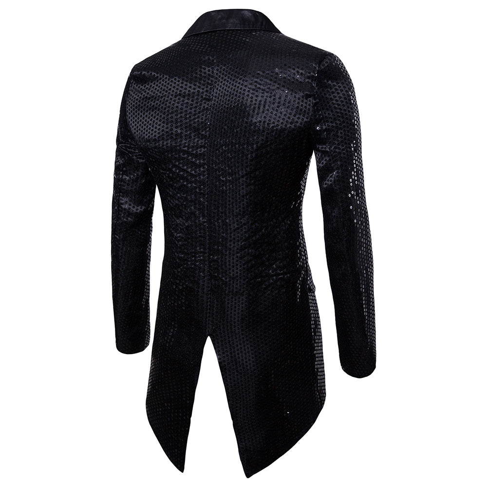 Sequin Men's Blazer Tail Casual Slim Fit