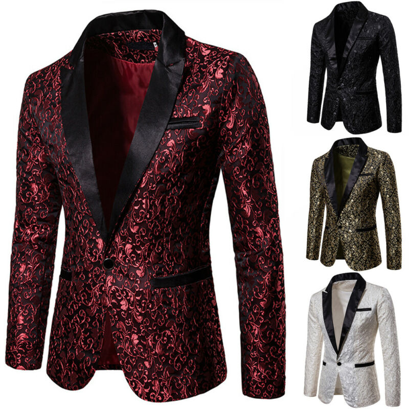 Men's Paisley Blazer Coat Suit Jacket
