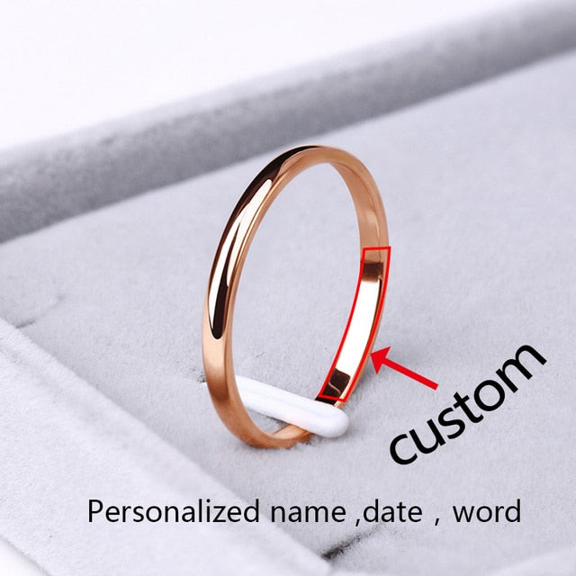 Personalized wedding Bands Stainless Steel Rings Rose Gold