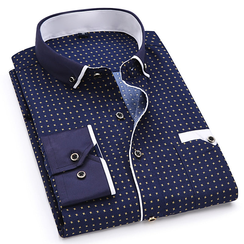 Men Long Sleeve Shirt Slim Fit Style