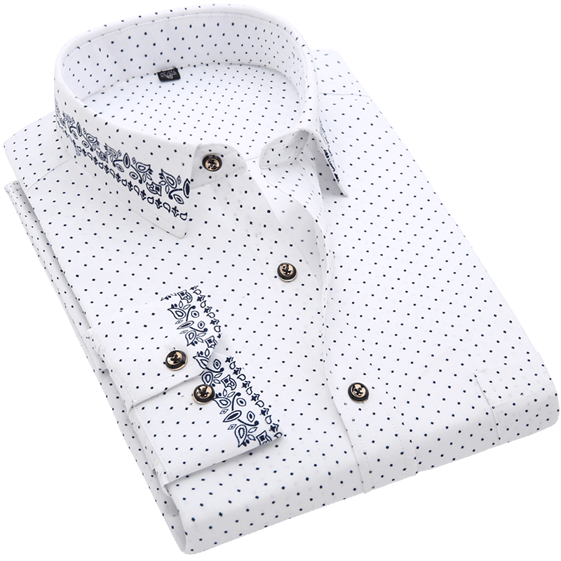 Men Long Sleeve Floral Plaid Dress Shirt