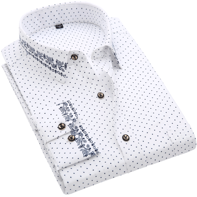 Men Long Sleeve Floral Plaid Dress Shirt