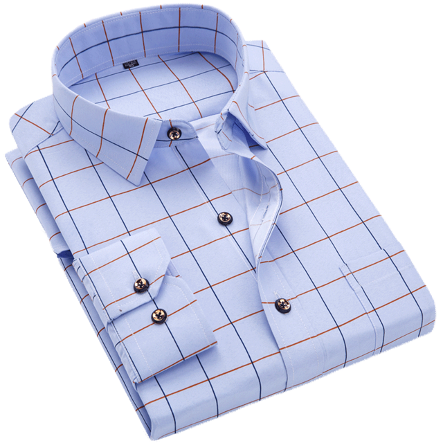 Men Long Sleeve Floral Plaid Dress Shirt