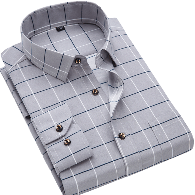 Men Long Sleeve Floral Plaid Dress Shirt