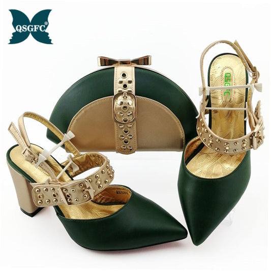 woman platform Italian Shoes and Bag Set