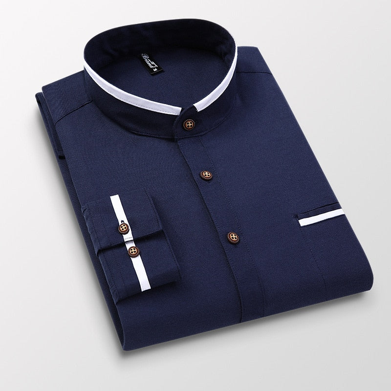 Men Shirt Long Sleeve Oxford Business Dress Casual Slim Fit