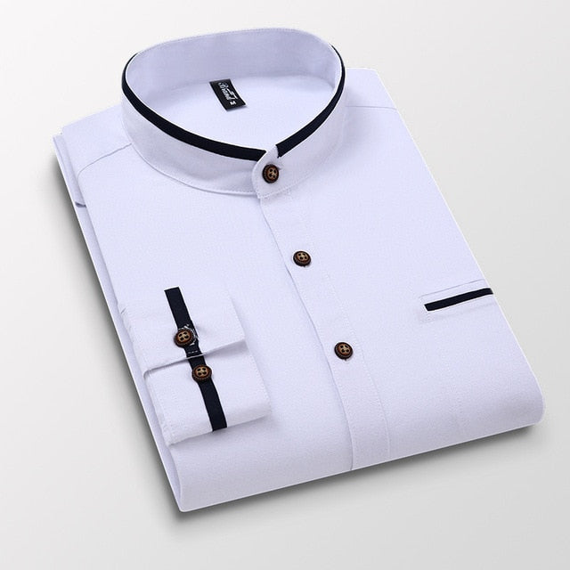 Men Shirt Long Sleeve Oxford Business Dress Casual Slim Fit