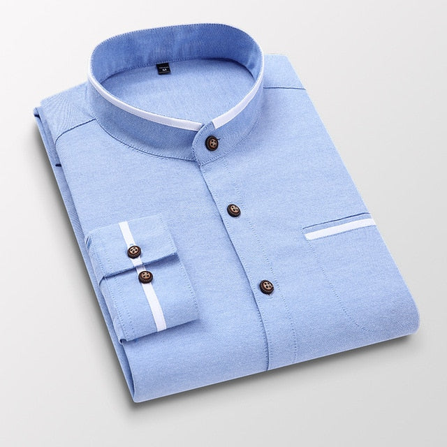 Men Shirt Long Sleeve Oxford Business Dress Casual Slim Fit