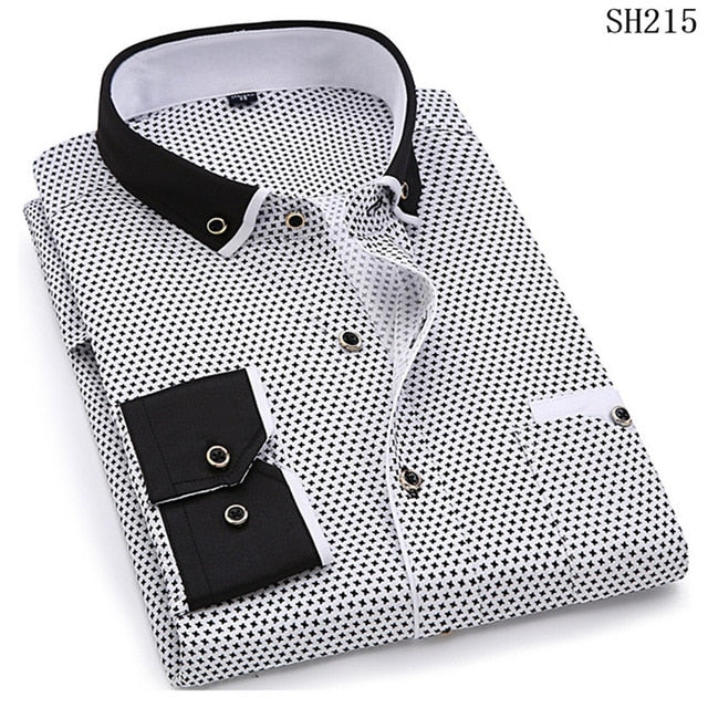 Men Long Sleeve Shirt Slim Fit Style