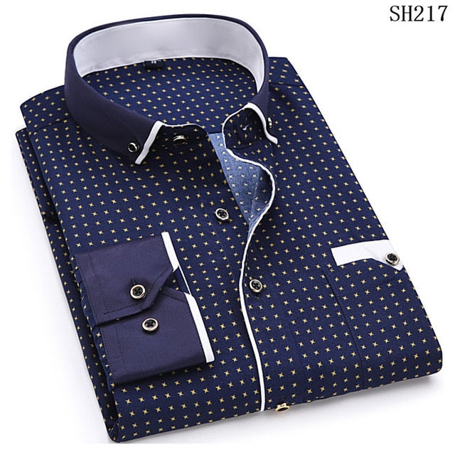 Men Long Sleeve Shirt Slim Fit Style