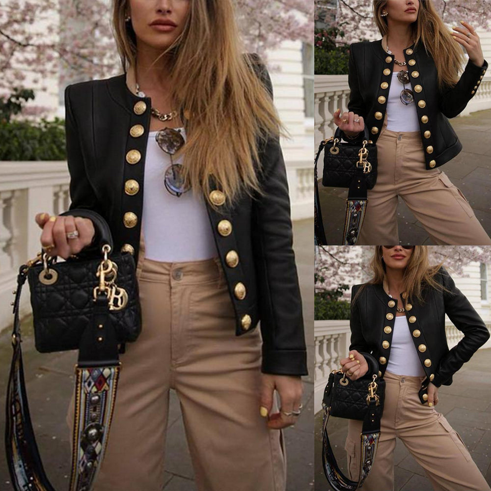 Vintage Winter Women Coat Black Jacket