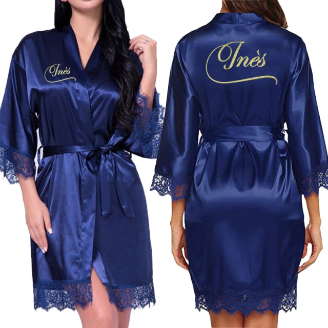 Personalized Lace Kimono Bride and Bridesmaid Robes Bachelorette Wedding