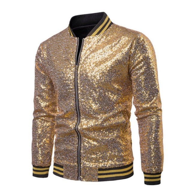 Sequins Gold Blazer Men Slim Fit