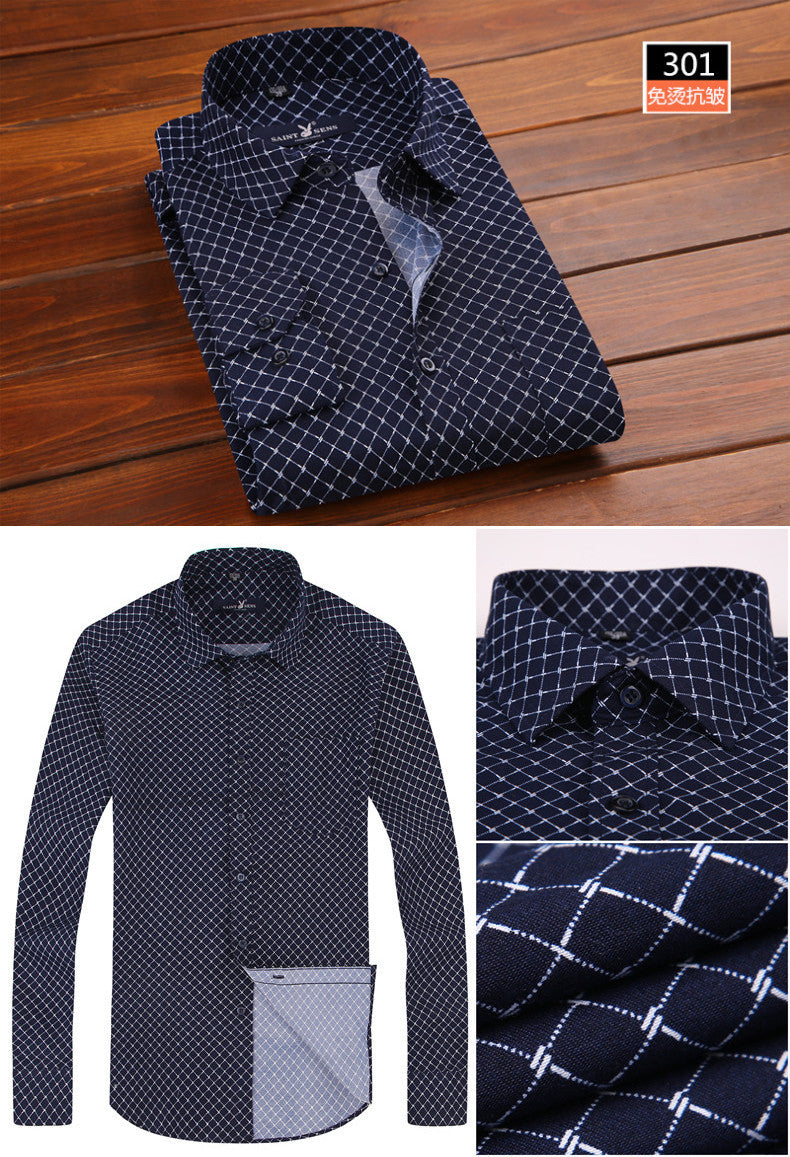 Men Slim Fit Fashion Print Dress Shirt