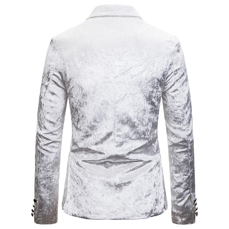 Single Breasted Men Blazer Velvet