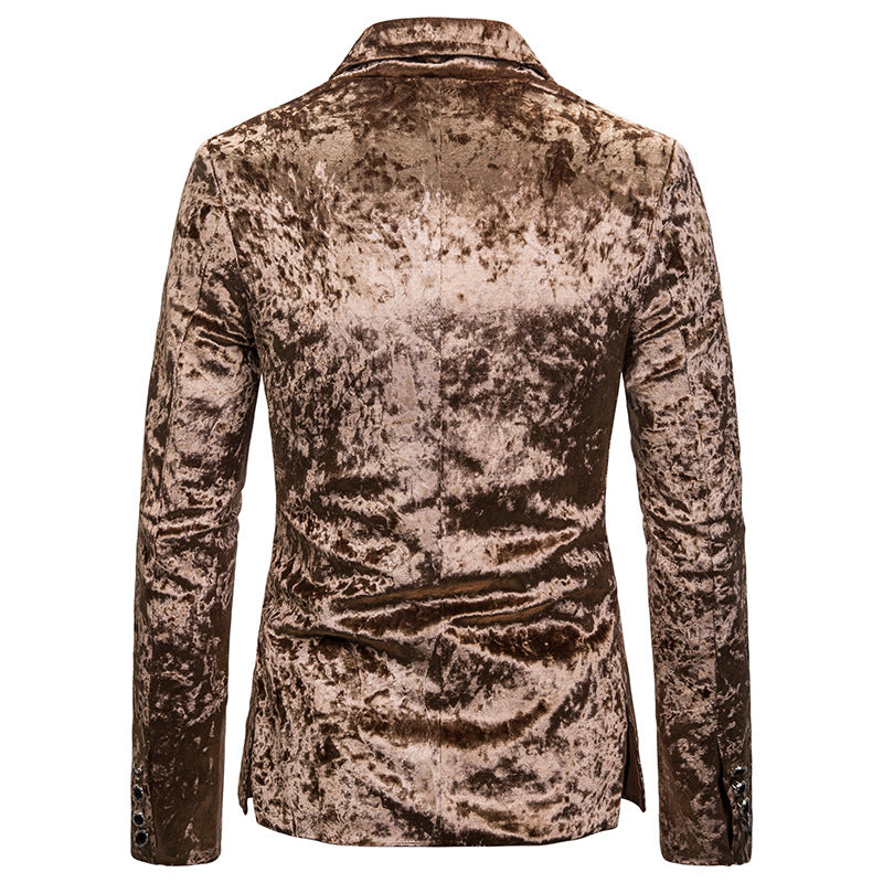 Single Breasted Men Blazer Velvet