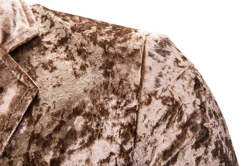 Single Breasted Men Blazer Velvet