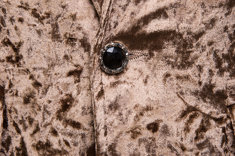 Single Breasted Men Blazer Velvet