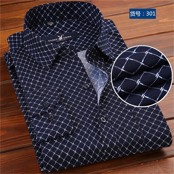 Long Sleeve Polka Dot Slim Fit Social Business Men Dress Shirt