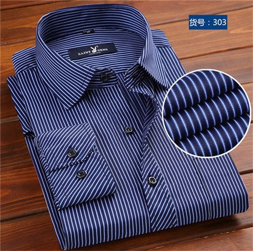Long Sleeve Polka Dot Slim Fit Social Business Men Dress Shirt