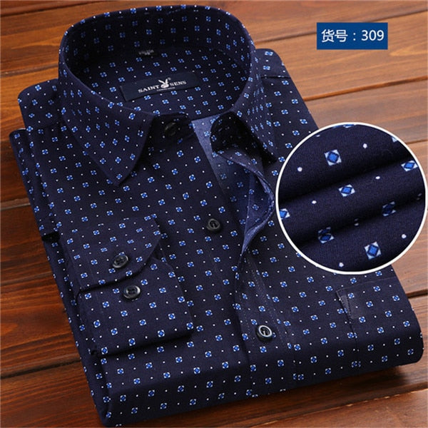 Long Sleeve Polka Dot Slim Fit Social Business Men Dress Shirt