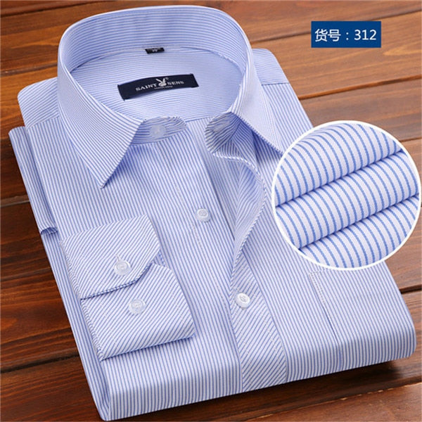 Long Sleeve Polka Dot Slim Fit Social Business Men Dress Shirt