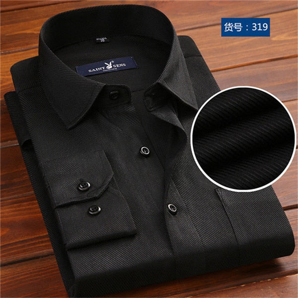 Long Sleeve Polka Dot Slim Fit Social Business Men Dress Shirt
