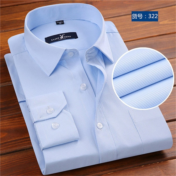 Long Sleeve Polka Dot Slim Fit Social Business Men Dress Shirt