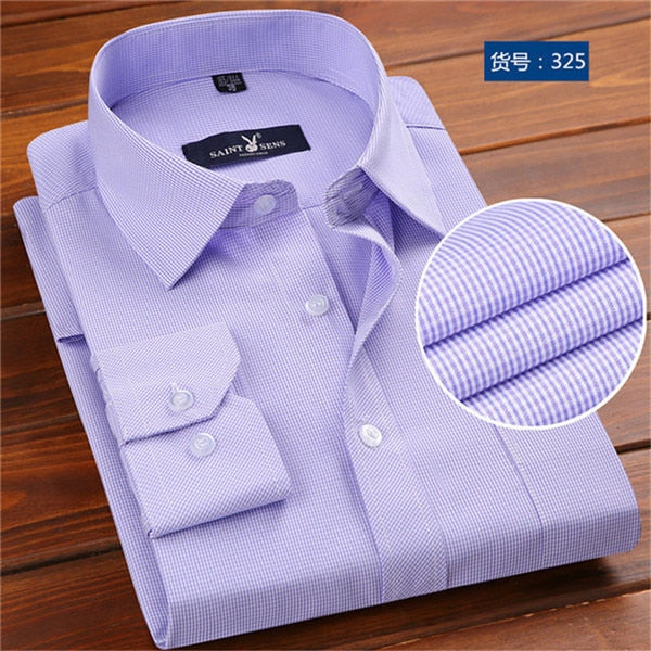 Long Sleeve Polka Dot Slim Fit Social Business Men Dress Shirt
