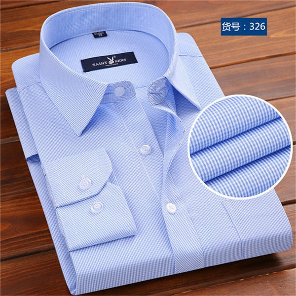 Long Sleeve Polka Dot Slim Fit Social Business Men Dress Shirt