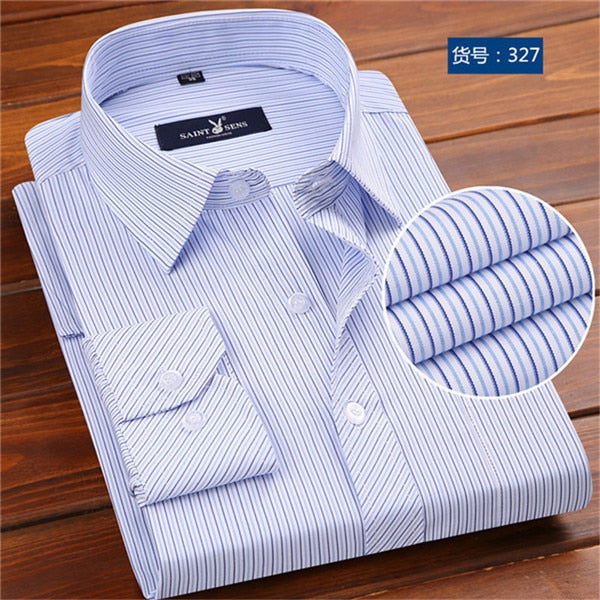 Long Sleeve Polka Dot Slim Fit Social Business Men Dress Shirt