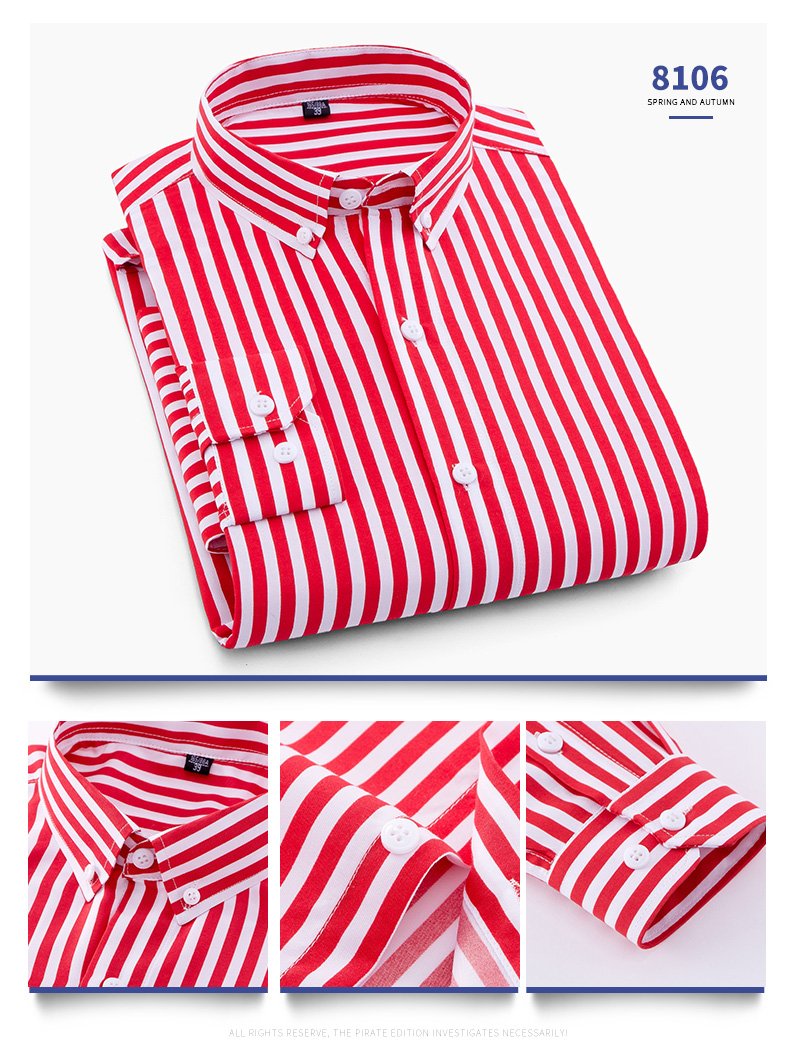 Men Fashion Casual Long Sleeved Printed Slim Fit Business Dress Shirt