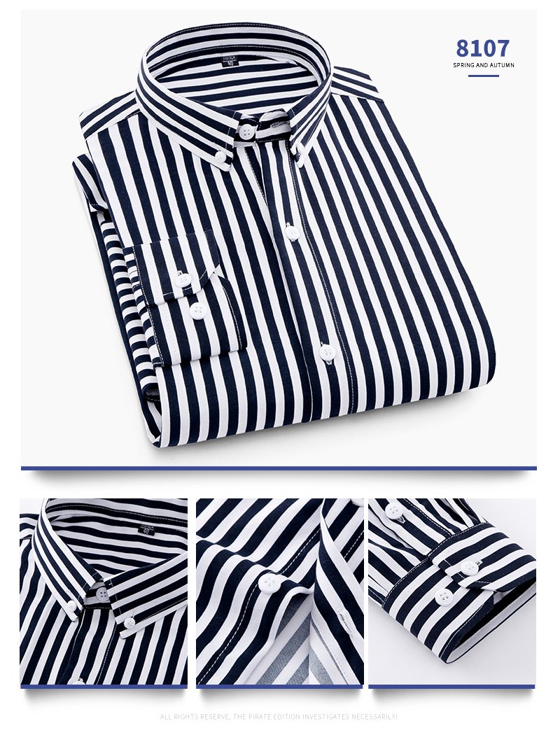 Men Fashion Casual Long Sleeved Printed Slim Fit Business Dress Shirt