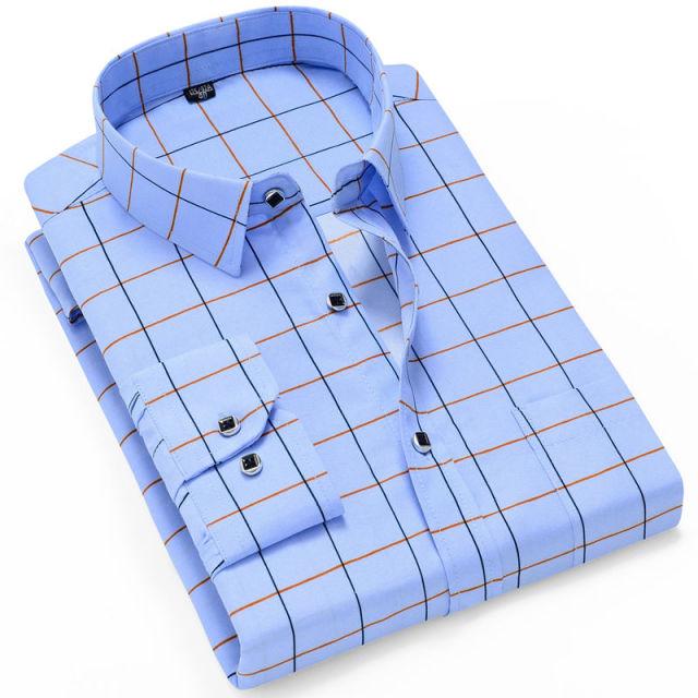 Men Fashion Casual Long Sleeved Printed Slim Fit Business Dress Shirt