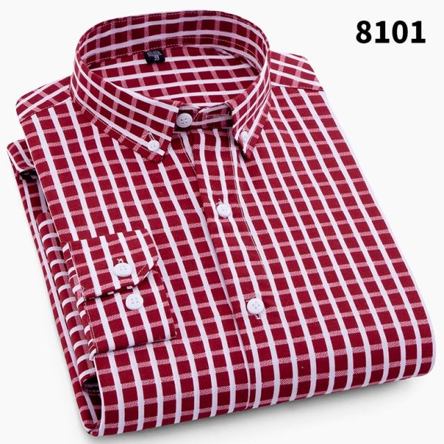 Men Fashion Casual Long Sleeved Printed Slim Fit Business Dress Shirt