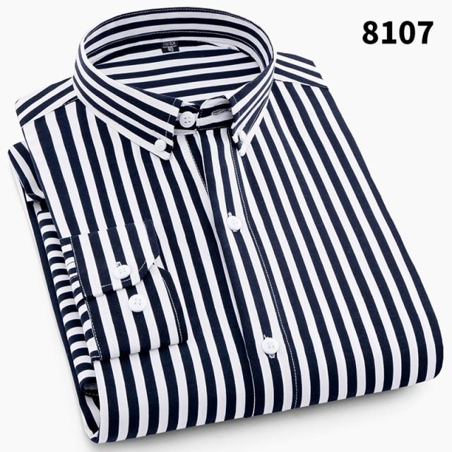 Men Fashion Casual Long Sleeved Printed Slim Fit Business Dress Shirt