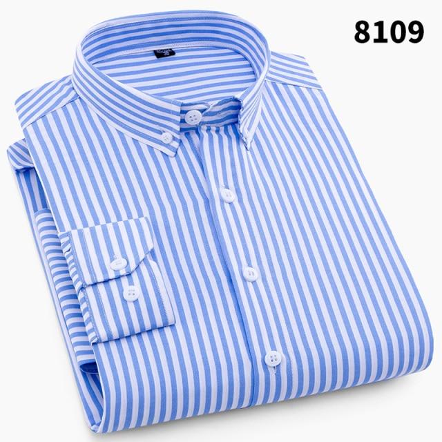 Men Fashion Casual Long Sleeved Printed Slim Fit Business Dress Shirt