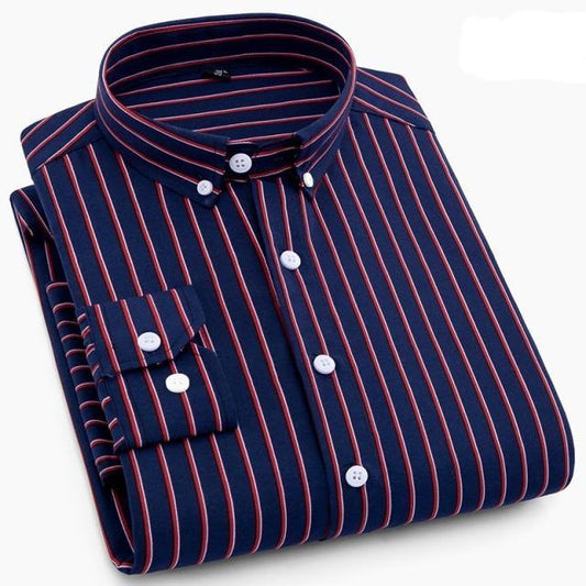 Striped Men Long Sleeves Slim Fit Business Dress Shirt