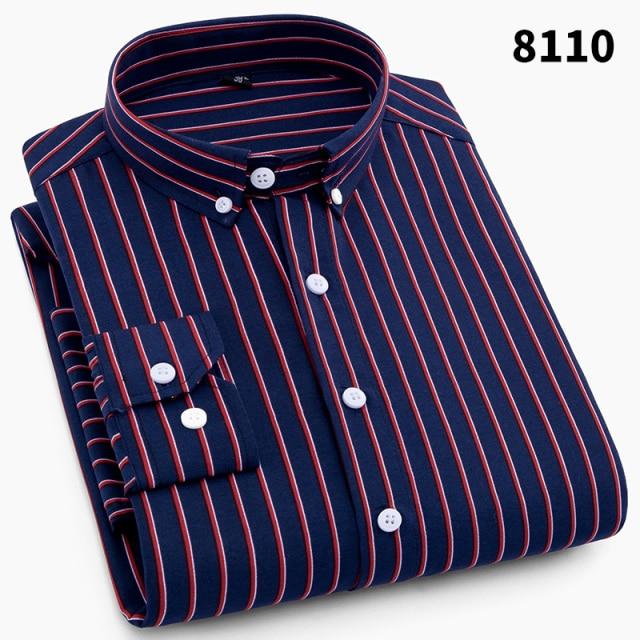 Men Fashion Casual Long Sleeved Printed Slim Fit Business Dress Shirt