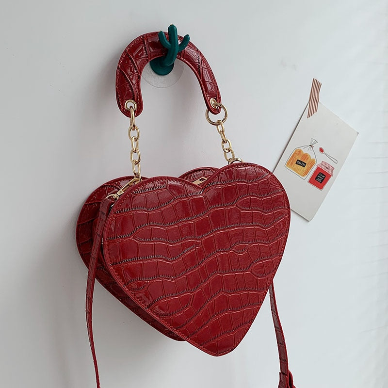 Heart Tote Bag PU Leather Crossbody Shoulder Purse Handbags