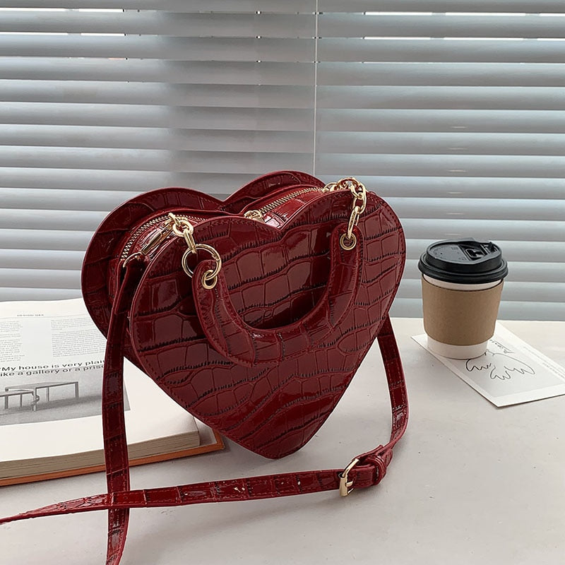 Heart Tote Bag PU Leather Crossbody Shoulder Purse Handbags