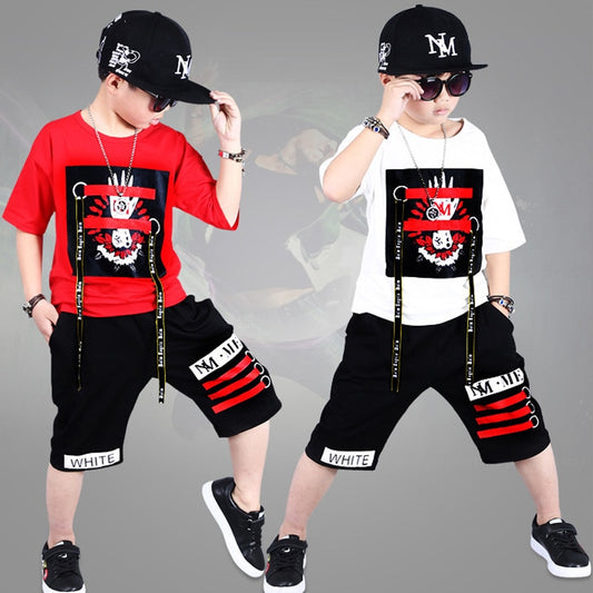 Summer Boys Clothing Set Short Sleeve T Shirt and Pants Casual 4-14 Years Child Boy Clothes