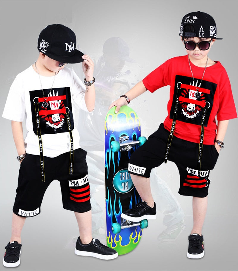 Summer Boys Clothing Set Short Sleeve T Shirt and Pants Casual 4-14 Years Child Boy Clothes