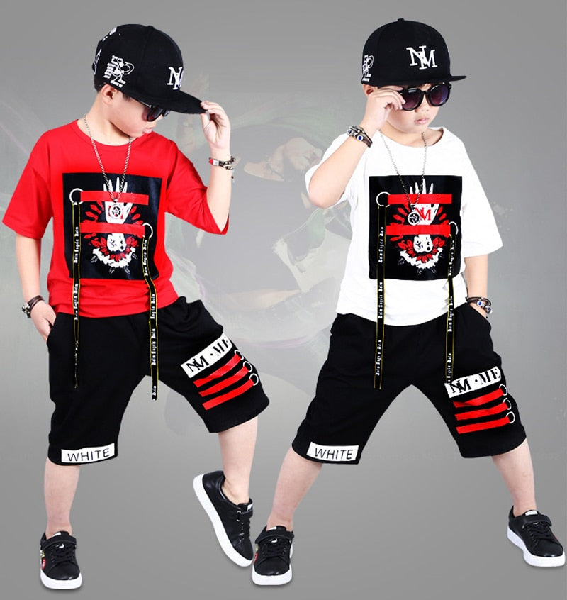 Summer Boys Clothing Set Short Sleeve T Shirt and Pants Casual 4-14 Years Child Boy Clothes