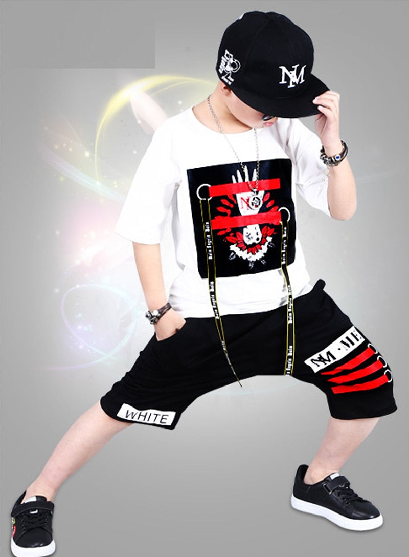 Summer Boys Clothing Set Short Sleeve T Shirt and Pants Casual 4-14 Years Child Boy Clothes