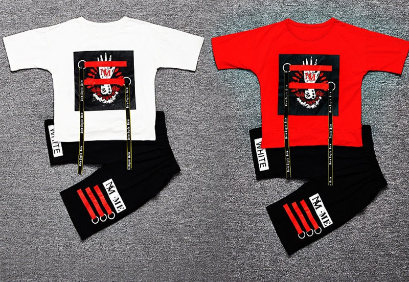 Summer Boys Clothing Set Short Sleeve T Shirt and Pants Casual 4-14 Years Child Boy Clothes
