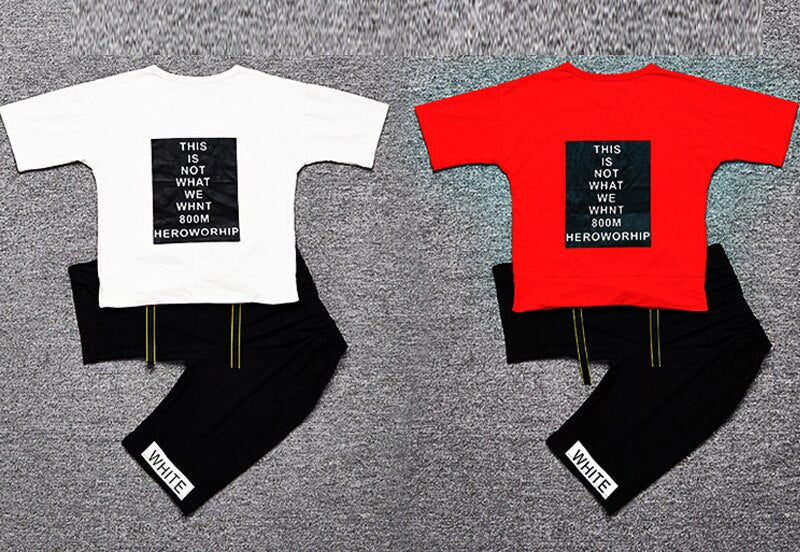 Summer Boys Clothing Set Short Sleeve T Shirt and Pants Casual 4-14 Years Child Boy Clothes