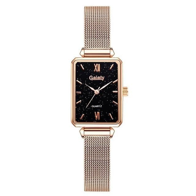 Women Watches Fashion Square Ladies Quartz Bracelet Set