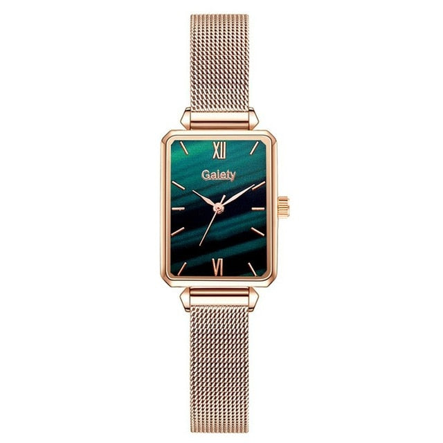 Women Watches Fashion Square Ladies Quartz Bracelet Set